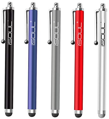 ISOUL Stylus-Eingabestift, kapazitiver Touchscreen-Eingabestift, Stahl, für iPhone, iPad Mini, Pro, Galaxy, Note, Tab, Nexus, Nokia, BlackBerry, OnePlus, Tablets und mehr, 5 Stück