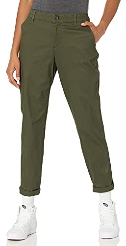 Amazon Essentials Women's Mid-Rise Slim-Fit Stretchy Cropped Tapered Leg Khaki Trousers (Available in Plus Size), Dark Olive, 36 Plus