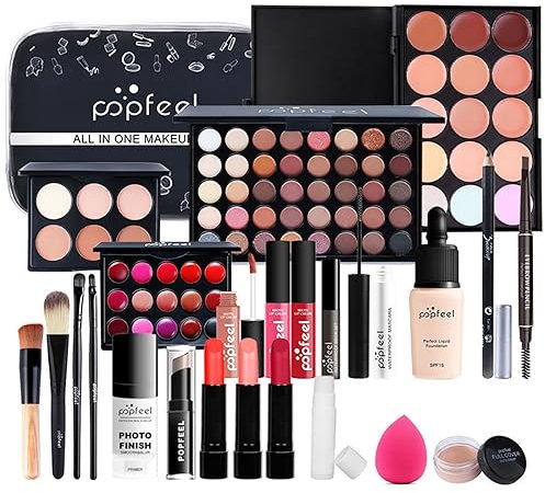 24Pcs Kit de maquillage Complet, Polyvalent Ensemble de Cosmétique avec Fard à Paupières Palette Correcteur Fard à Joues Rouge à Lèvre pour Femme, Tout-en-un Mallette de Maquillage Beauté Set#3