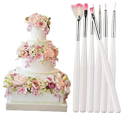 Hotaden 7pcs Fondant Cake Painting Brush Decorating Painting Dusting Icing Pastry Cake Decorating Pen Brush