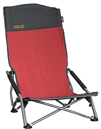Uquip Strandstuhl Sandy XL - Bequemer Klappstuhl mit extra hoher Rückenlehne - Rot