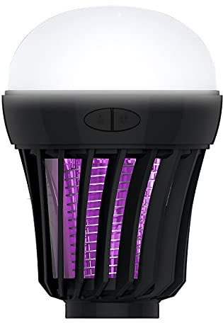 Exbuster Batterie Campinglampe: 2in1-UV-Insektenvernichter & Camping-Laterne mit Batterie, dimmbar (Insektenvernichter Ultraviolet, Camping Tischleuchte, Taschenlampen)