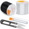 2 Rolls Bracelet Elastic Strong Bracelet String 0.8mm Invisible Beading Thread Clear Eelastic for Jewellery Making with Beading Needles & Scissor for DIY Crafts (Black/White)