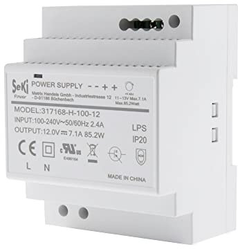 SeKi Hutschrienen-Netzteil H-100-12 - Fuente de alimentación (12 V, 7,1 A, 85 W, DIN Rail, 85 W, 85 W, 7,1 A)