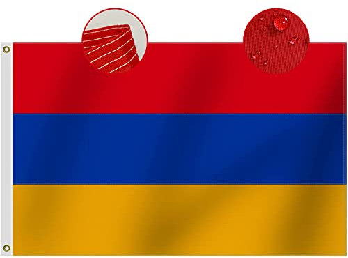 Robuste Armenien-Flagge, 90 x 150 cm, langlebigstes Oxford-Nylon 210D, vierreihige Nähte, Fliegenenden, armenische Nationalflaggen, Dekoration, Geschenk, Hofhausbanner