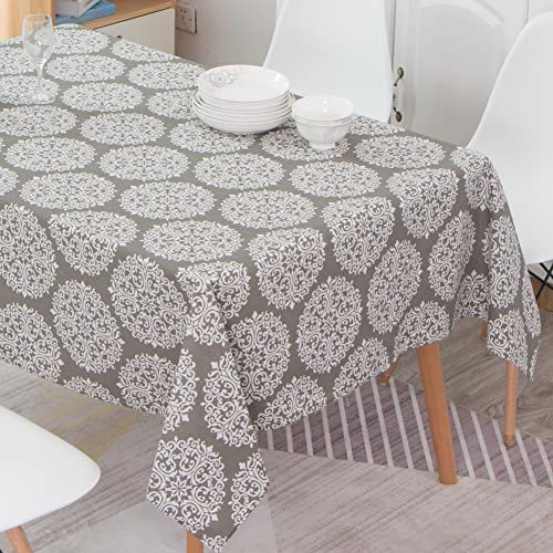 Novetec Tischdecke Eckig Baumwolle Leinen Tischtuch Abwischbar Ölbeständig Fleckschutz Tischdecken Pflegeleicht für Drinnen Draussen Garten Esszimmer Party und Festen 120x120