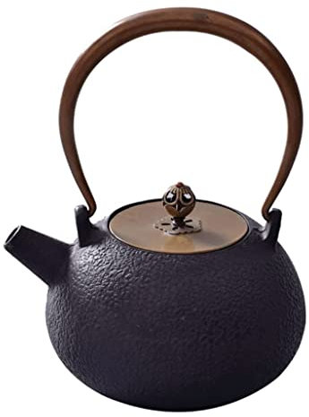 LIOONS Flötenkessel Teekessel aus Gusseisen Ergonomischer Klappgriff Wasserkocher für Zuhause Küche Hotel Restaurant Teekannen 1l/33.8oz Wasserkocher