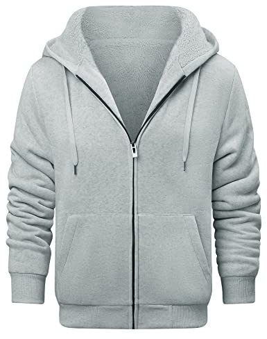 Felpa Uomo con Cappuccio e Zip e Fodera in Pile