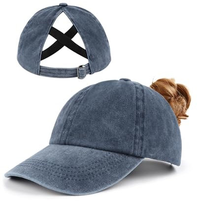 Zylioo XL-XXL Pferdeschwanz Basecap Großen Kopf,Washed Ponytail Kappe Größe 60-64,Criss Cross UV-Schutz Golf Cap