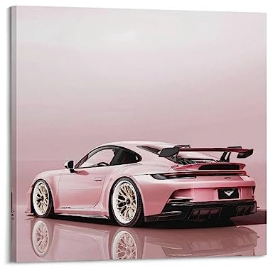 ALTUY Supercar-Poster 911 991 GT3, Motiv: Sportwagen, dekoratives Gemälde, Leinwand, Poster, 30 x 30 cm, Rosa