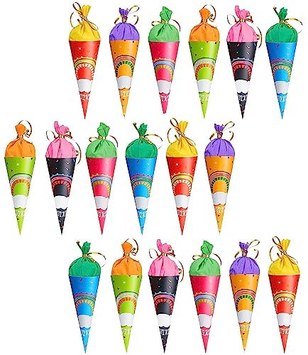 Sprießen 18 Sätze Schultüten Bastelset Jungen Klein,Schultüten Bastelset Regenbogen,Zuckertüten Klein,Geschenkverpackung Schultüte Zuckertüte,Für Mädchen Jungen Kindergarten Schule Einschulung