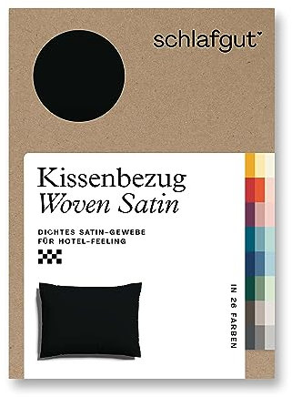 schlafgut Woven Satin Kissenbezug 70x90 cm Off-Black Uni in Premium Hotelqualität, Kopfkissenbezug einzeln mit 100% weicher Baumwolle