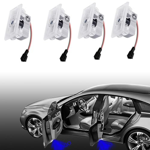 4pcs Car Door Logo Projector Lights for Tesla Model 3/Y/S/X Accessories,RCBDCYGJ Ultra-Bright Ghost Shadow Lights Welcome Courtesy Step Door Lamps Replacement with Extension Cords (2023 Upgrade Blue)