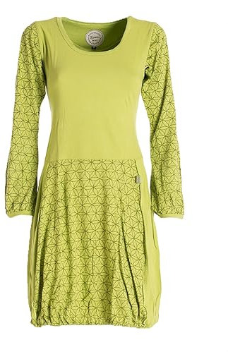 Vishes - Alternative Bekleidung - Langarm Damen-Keid Ballon-Kleid Shirt-Kleid kurz Loose fit hellgrün 36