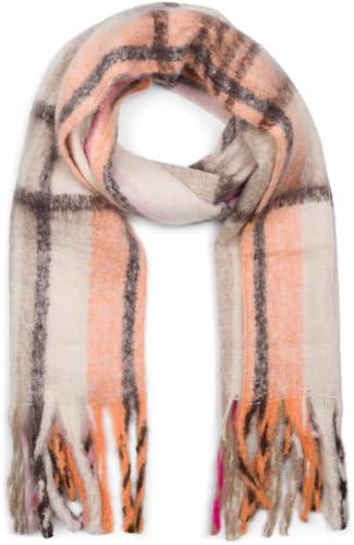 styleBREAKER Damen Web Schal Bunte Streifen Dicke Fransen | 51x186cm XXL-Format, 20cm lange Abschlüsse an beiden Enden, wärmendes weiches Gewebe für den Winter, als Stola drapierbar.