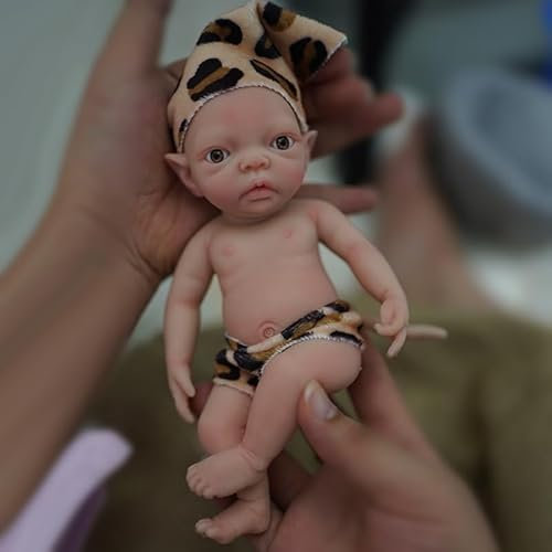 Realistische Mini-Elfe aus Silikon, 17,8 cm (7 Zoll), Reborn Elf Puppe aus echtem Leben, realistische Mini-Puppe für Kinder, Stressabbau, handgefertigt (Kind)