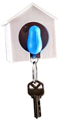 PRETYZOOM Schlüsselanhänger Vogelhaus Mit Blauem Vogel Und Weißem Haus Maße Sicherheitspfeife Selbstklebend Oder Löchrig