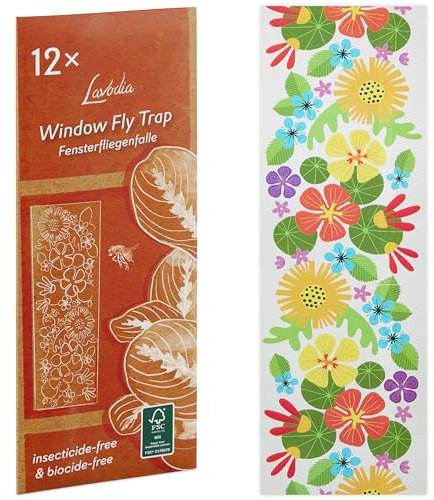 Fliegenfalle: 12x Fliegenfänger – umweltfreundlich – Premium Klebefalle zum Fangen von Fliegen und Fruchtfliegen – ohne insektizide und biozide – Fruchtfliegenfalle für Küche von Lavodia