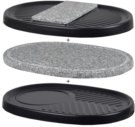 Syntrox Germany 3er Platten-Set für Raclette Chur | Grillplatten | Steinplatte, Raclettezubehör, Schnelle Reinigung, Naturstein, für besondere Gerichte