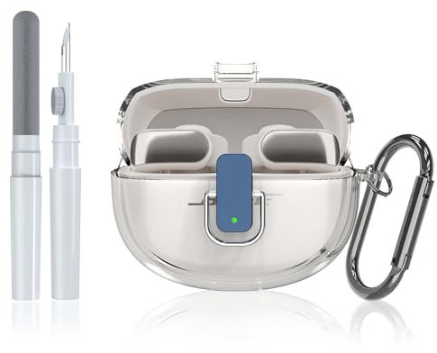 QINZAC Safety Lock Case for Bose Ultra Open Earbuds (2024) - Soft TPU Clear Cover With Shockproof Protection and Keychain