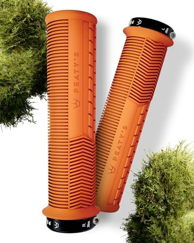 Peaty's Monarch Grips Fahrradgriffe - Pilz Fahrrad Lenkergriffe, Fahrradgriffe Ergonomisch für Komfort, Fahrrad und MTB Griffe, Fahrradlenker Griffe für Mountainbike, Scooter - Dünn 30-32 mm, Orange