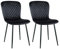 JaHECOME Lot de 2 chaises de salle à manger en velours avec dossier et pieds en métal - Style scandinave - Avec revêtement en velours - Pour table à manger, chambre à coucher - Noir
