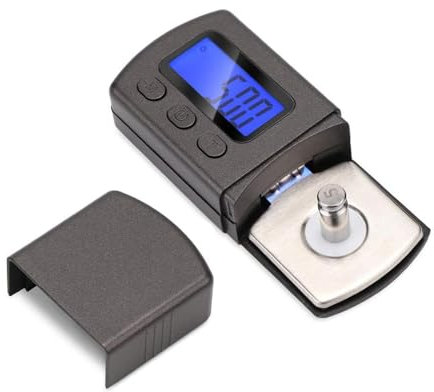 Digital Tonarmwaage mit 5g Kalibrierung Gewichte, Digitale Turntable Stylus Force Scale Gauge Tester 0,01-5g LCD-Hintergrundbeleuchtung Messgerät für Turntables Tonarm Phono