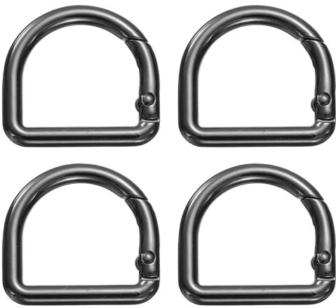 QUARKZMAN 4Pz Anelli a D a Molla Ganci Chiave 1.2 Moschettone Metallo Fibbia Morsetti Molla Gancio Rapido per Zaini Borsa a Mano Borsa a Tracolla Portachiavi Paracord Artigianato, Nero