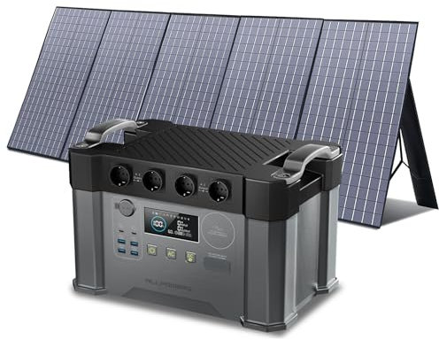 ALLPOWERS Generador solar S2000 Pro, 2400W/1451Wh Batería LiFePo4, 4 salidas CA estación de Energía Portátil, SAI<15 ms Con 400W Panel Solar plegables(SP037) para Rv Camping, Excursiones,Uso doméstico