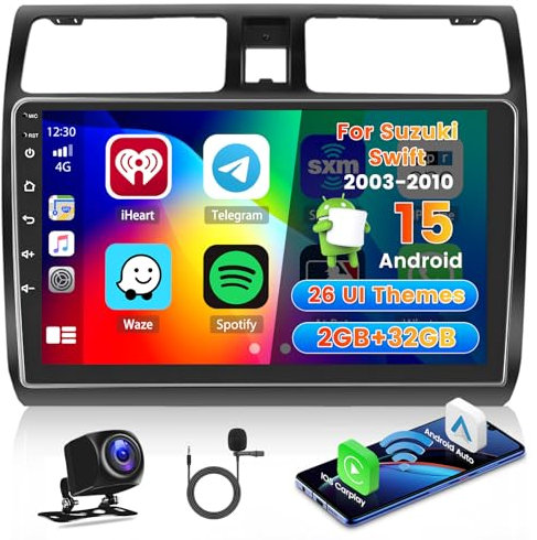 Roinvou 2+64G Android Autoradio Navi für Suzuki Swift 2003-2010 mit Wireless Carplay und Android Auto, 10.1 Zoll Touchscreen Radio mit WiFi GPS Bluetooth Mirror Link EQ FM/RDS SWC Rückfahrkamera