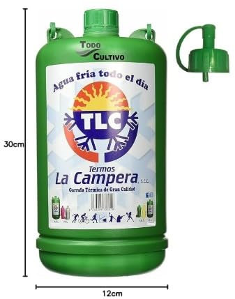 AGRINOBLE Garrafa isoterma la Campera 2 Litros con canilla. Bidón térmico y pastico aislado. Agua fria todo el dia