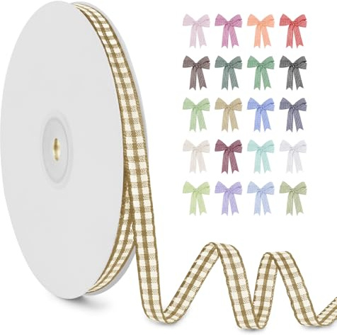 LERAETI Geschenkband Kamel Karoband 6mm x 45m zum Verzieren & Basteln, Kariertes Band Breites Schleifenband, Dekoband für DIY Bastelkuchen, Strauß Dekoration, Geschenkverpackung, Haarschleife