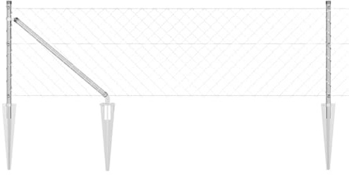 vidaXL 0.8m x 25m Galvanised Steel Metal Chain Link Fence with 13 Anchored Stakes
