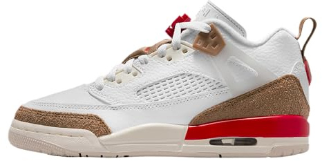 Jordan Spizike Low Big Kids' Shoes (White/Desert Camo/Sail/Fire Red) Size 4