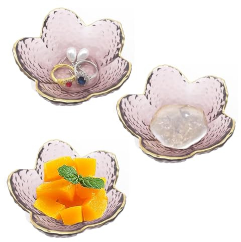 3 pièces de bols à dessert transparents à motifs de cerisiers en fleurs, bols à épices, bols à sauce, bols à trempette en verre, mini bols en cristal pour crème glacée, dessert, en-cas, ketchup, sauce