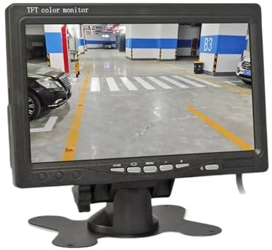 AYJYZHIAG Monitor for Auto LCD TFT AHD da 7 Pollici 1024x600, Monitor for retrovisione, Supporta Telecamera AHD 1080P, 2 ingressi Video a 4 Pin