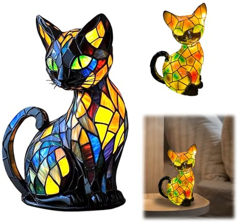 TZQFROCE Katzen Lampe Niedliche Vintage-Tischlampe Haustier Dekolampe 3D Tischlampe Wohndekor füt Schlafzimmerbeleuchtung für Katzenliebhaber