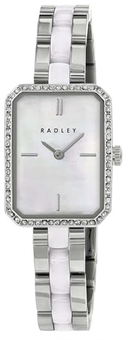 RADLEY Silver Stone Set Case Stainless Steel & Ceramic Link Bracelet Watch RY4665
