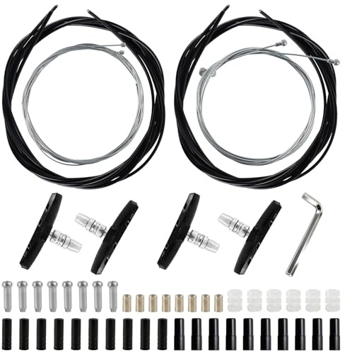 Kytpyi Bremszug Fahrrad, Bowdenzug Fahrrad, Universal Edelstahl Fahrradkabel Set (incl. Schaltzug, Bremskabel, 2 Paar Fahrrad Bremsbeläge usw) für Mountainbike, Rennrad, Klappräder