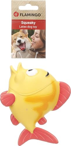 Hundespielzeug - Anais Fisch gelb - Latex mit Quietscher - interaktives Hundespielzeug - 5,3x15,5x12cm