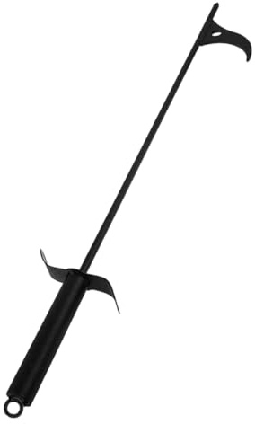 Kaminzange Feuerhaken aus Stahl, Winter Mottoparty | Ergonomischer Griff mit Erhöhten Kanten, Robustes Werkzeug für Draußen, Schwarz Weihnachten Geschenkideen
