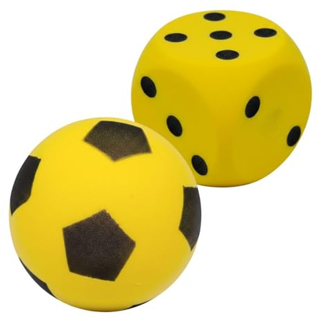 alldoro Schaumstoffball & Schaumstoffwürfel Set, extra weich & leise | Softball Ø 20 cm & Würfel 15 cm, extra weich & leise, ideal als Geschenk für Kinder, Für Kinder ab 3 Jahre, Indoor & Outdoor