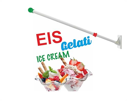 Werbeflagge, Werbefahne, Eisflagge, Eisfahne - Eis, Softeis - Ideal für Eiscafé, Restaurant oder Kirmes, versch. Varianten, weiß (Eis Gelati Ice Cream)