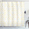 ABAKUHAUS Chevron Duschvorhang, Ikat Stil Tile, Stoffliches Gewebe Badezimmerdekorationsset mit Haken, 175 x 200 cm, Marigold Blassblau Weiß