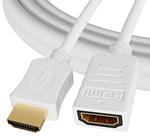 ConnectingU 3m White 4K/ 3D High Speed HDMI with Ethernet Male to Female Extension Cable