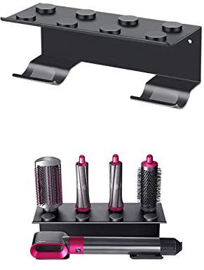 BUBM Halterung für Dyson Lockenwickler, Aluminium Wandhalterung Ständer Badezimmer Aufbewahrungsgestell für Dyson Airwrap Styler / 7 Lockenstab (Schwarz)