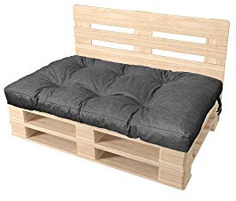 Pillows24 – Palettenkissen – Sitzfläche 120x80 | Palettenauflage für Palettensofa | Sitz- und Rückenkissen für Europaletten | Palettenmöbel Indoor & Outdoor, UV-beständig | Made in EU | Graphit