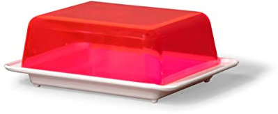 Kimmel Butterdose, Kunststoff, weiß/transparent rot, -