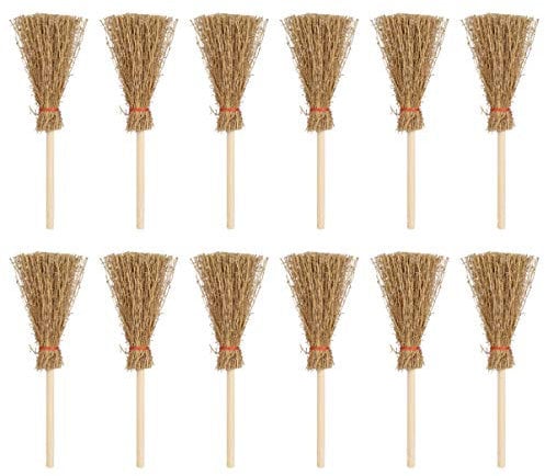EXCEART Mini Broom with Red Rope 12Pcs Mini Brooms Decorative Craft DIY Decoration Party Hanging Festival Accessory (Large Size)