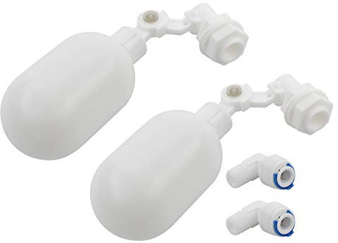 Pxyelec 2pcs Water Filter Float Ball Valve with 1/4 Quick Connect Push in to Connect Tube Fittings, Side Install Float Valve for Aquarium Water Purifiers Reverse Osmosis System